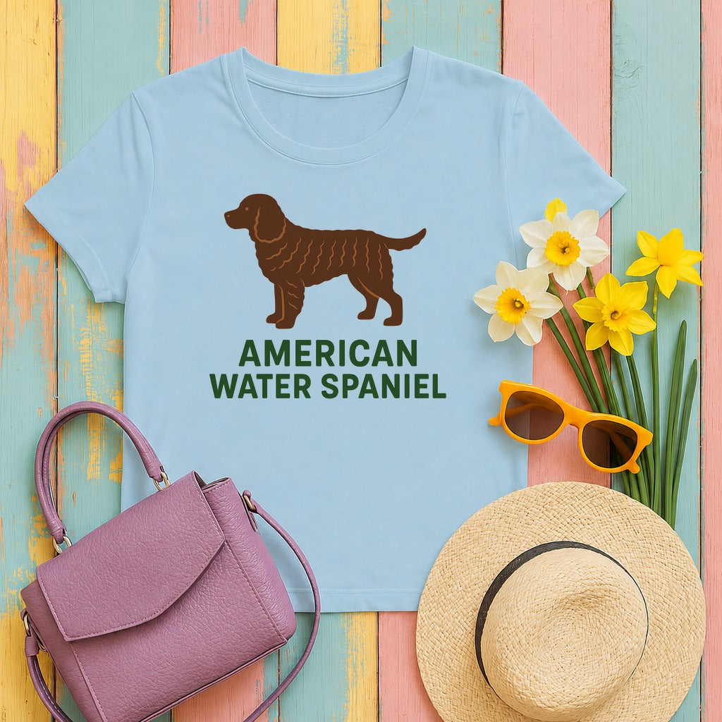 American Water Spaniel Silhouette Tee in Light Blue