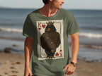 T-shirt features King of Hearts playing card with a black dog wearing a crown.