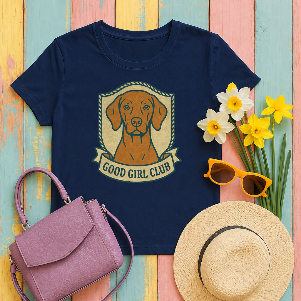 Vizsla Good Girl Club Tee in Navy