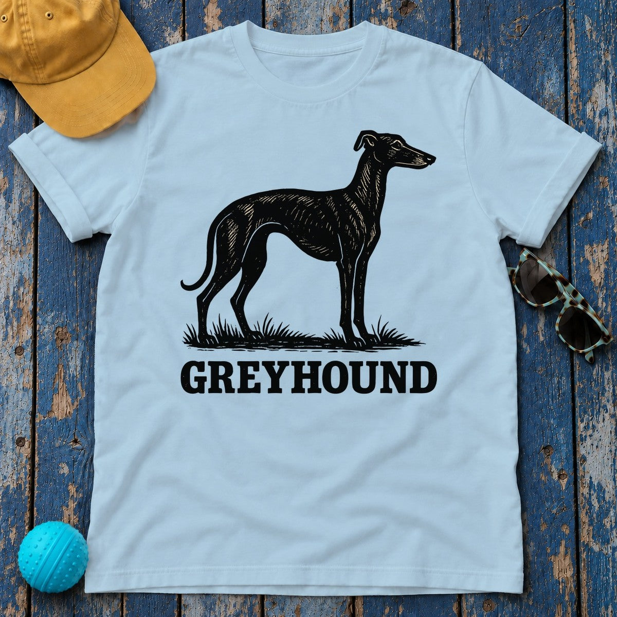 Greyhound Silhouette Tee in Light Blue