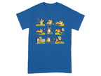 Cute corgi dogs playing pickleball in a nine-panel comic strip design.