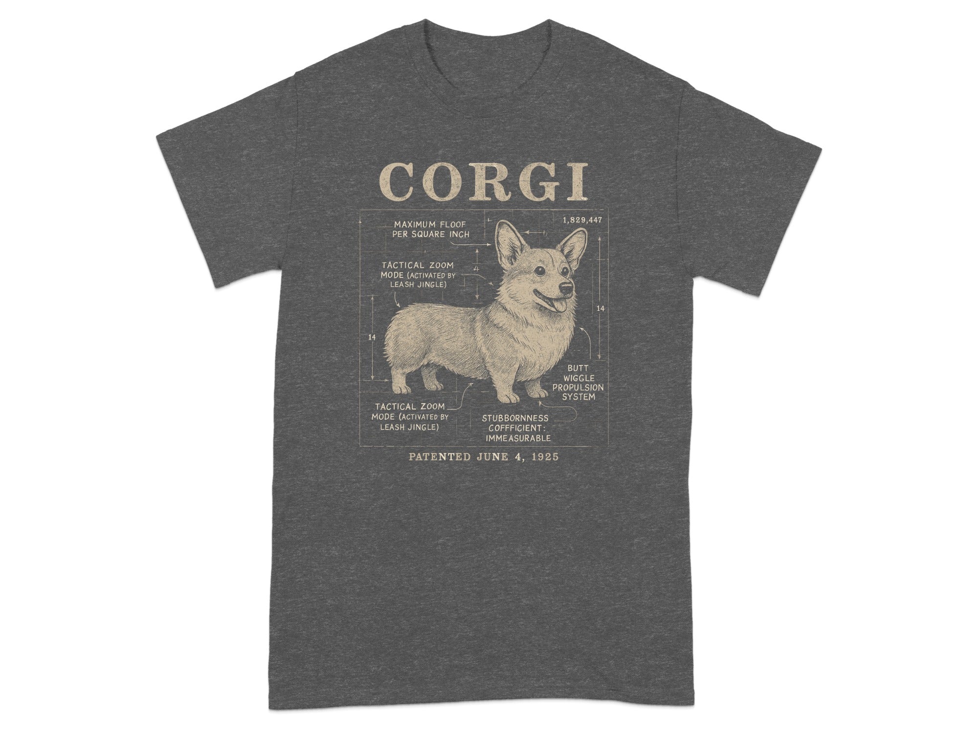 Corgi Tactical Diagram Graphic T-shirt for Dog Lovers