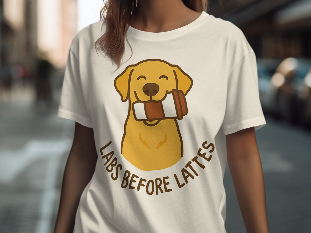 Labs Before Lattes Cute Dog Graphic T-shirt