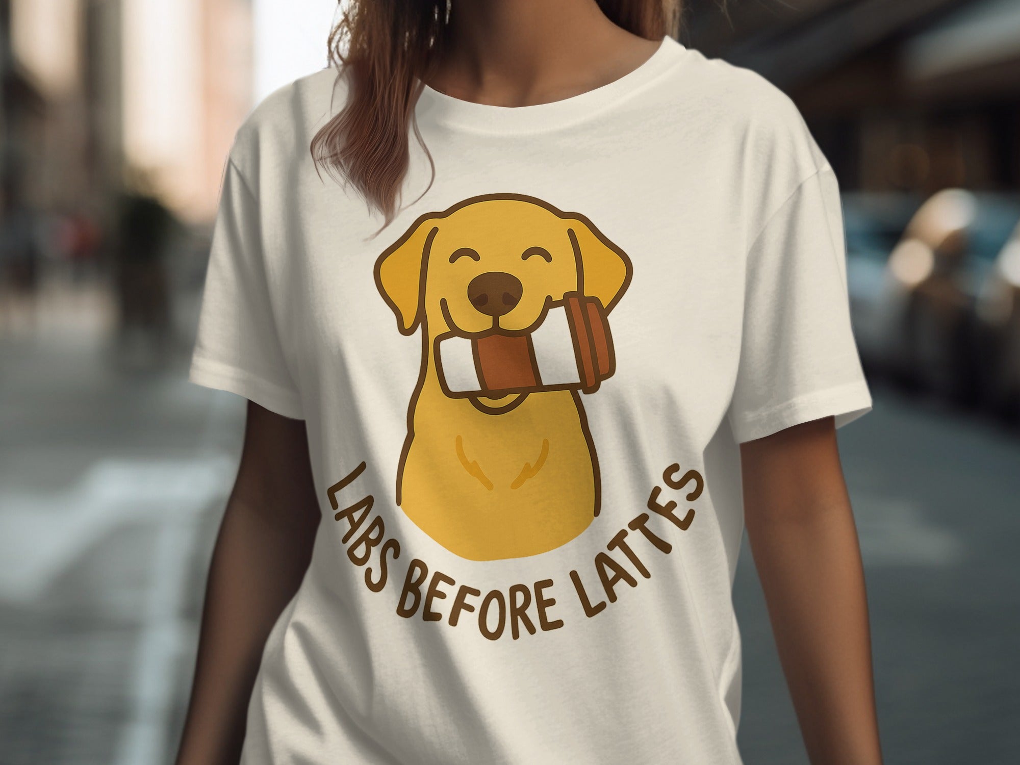 Labs Before Lattes Cute Dog Graphic T-shirt