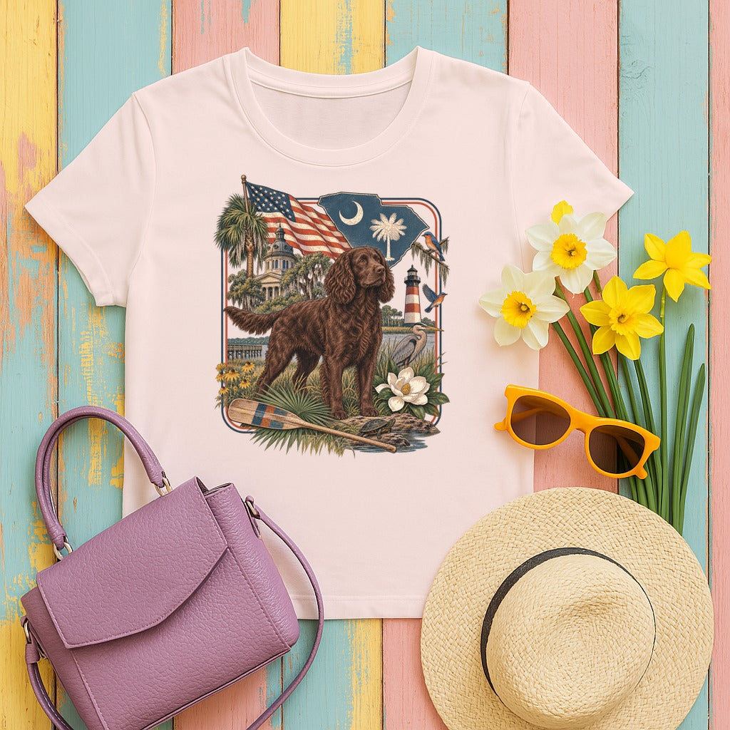 Boykin Spaniel South Carolina Heritage tee, Soft Pink