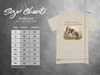 T-shirt size chart for Gildan 5000 Heavy Cotton with dog illustration and "Every Walk Is An Investigation" text.