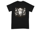 Black t-shirt with graphic of a dachshund surrounded by flowers and text.