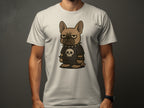 Grumpy Bulldog Wearing Spiked Collar Skull T-shirt