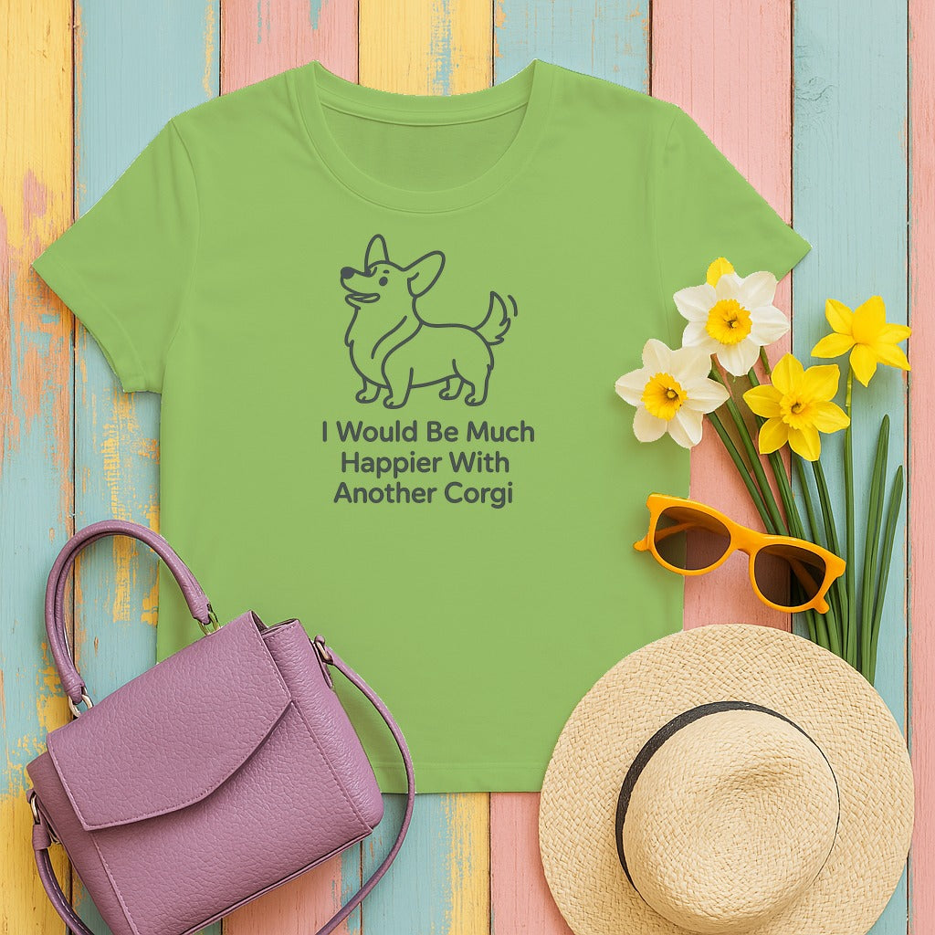 Corgi Happiness Wish T-Shirt in Lime