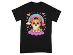 Cute Corgi Dog with Rainbow and Hearts Graphic Shirt