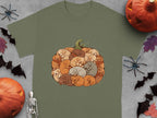 Cozy Sleeping Dog Pumpkin Design T-shirt for Fall