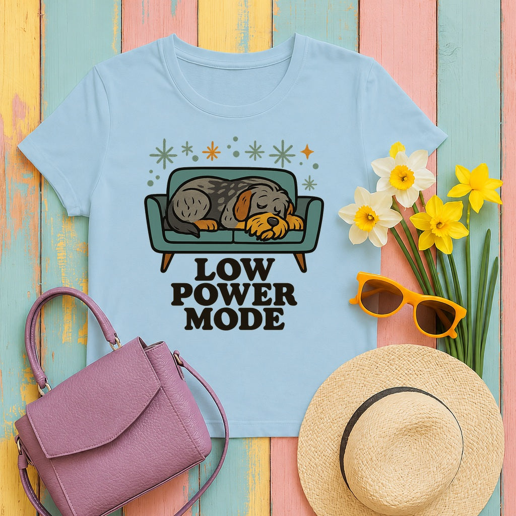 Wirehaired Pointing Griffon Low Power Mode t-shirt in Light Blue