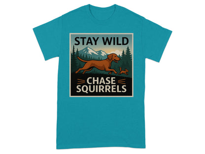 Stay Wild Chase Squirrels Graphic Teal Shirt product