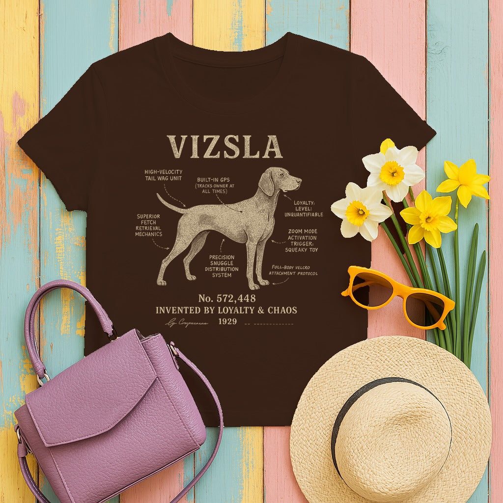 Vizsla Patent Blueprint Premium T-shirt in Dark Chocolate