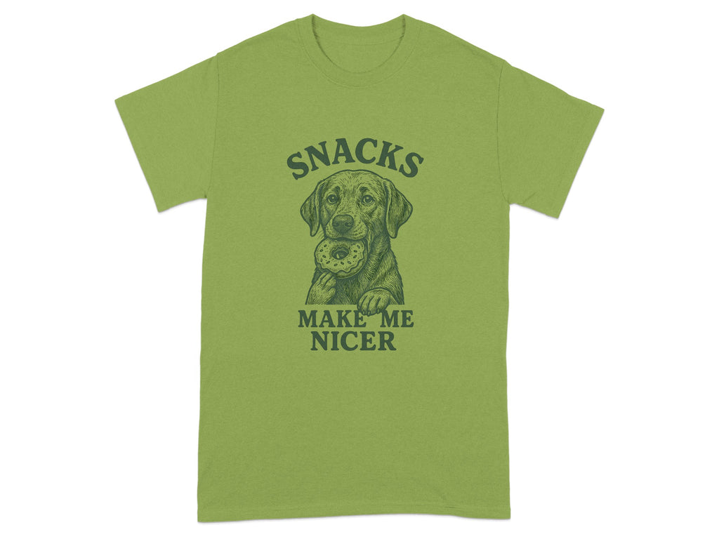 Snacks Make Me Nicer Illustrated Dog T-Shirt