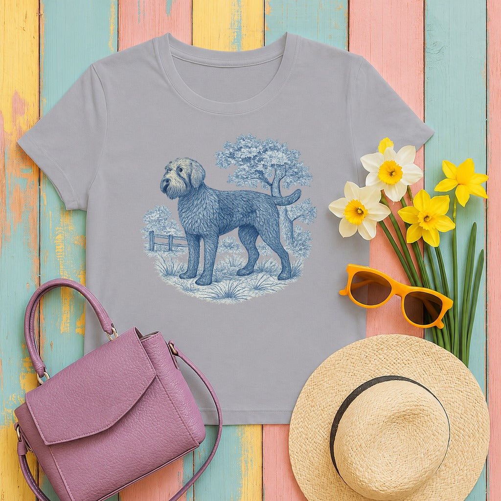 Wirehaired Pointing Griffon Toile de Jouy T-shirt in Athletic Heather
