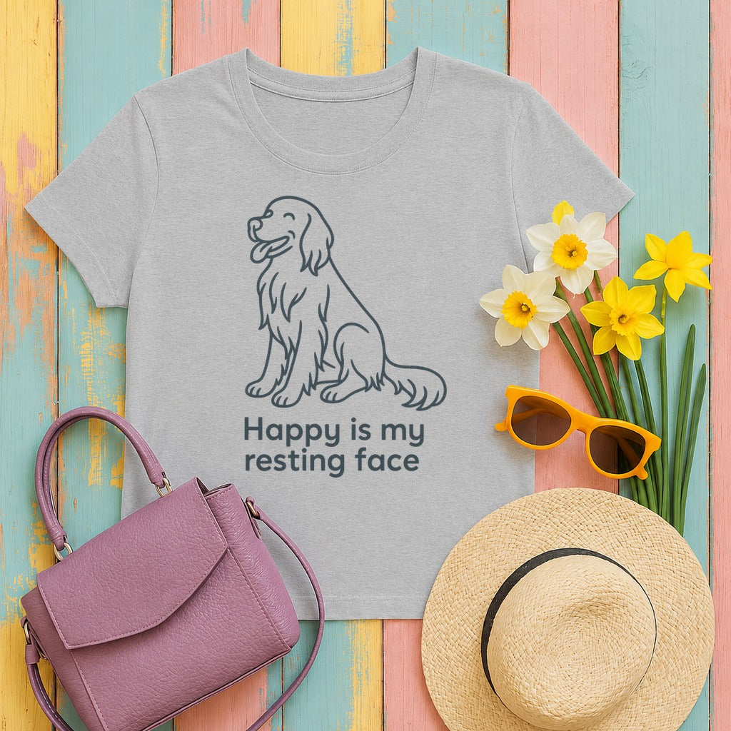 Happy Is My Resting Face - Funny Gordon Setter T-shirt in Sport Grey
