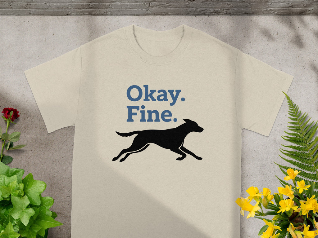 Okay Fine Running Dog Graphic Tee Shirt Product