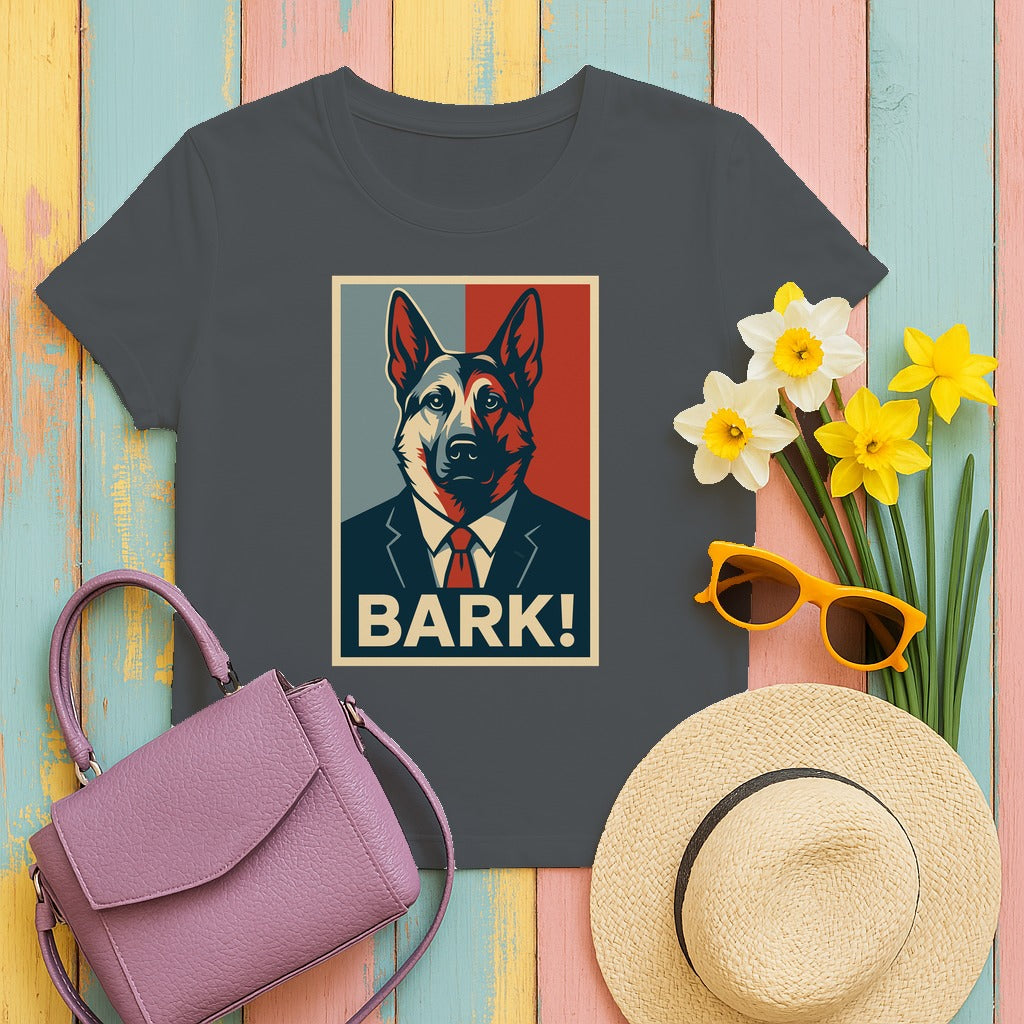 Bark Hopeful German Shepherd Patriotic Style Design Great T-Shirt in Charcoal