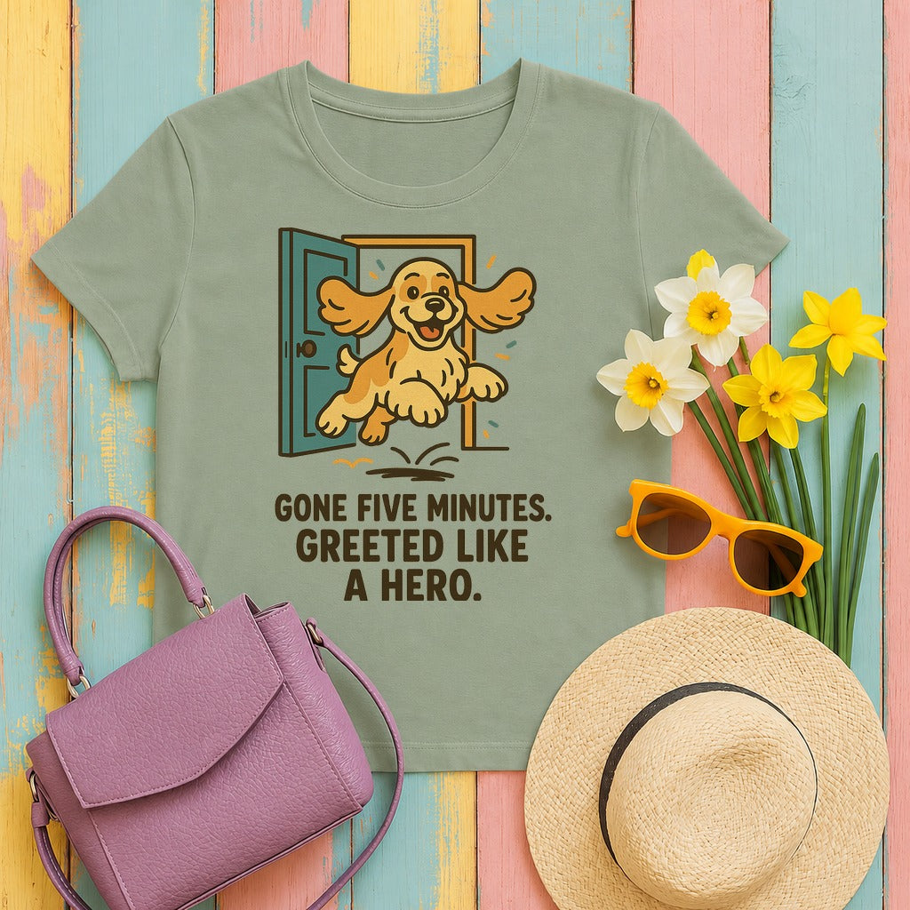 Cocker Greeted Like a Hero Tee in Sage