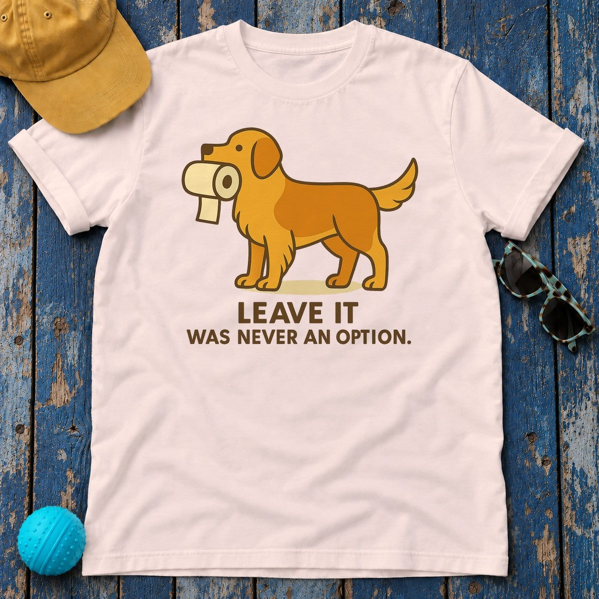 Golden Retriever Leave It Tee in Soft Pink