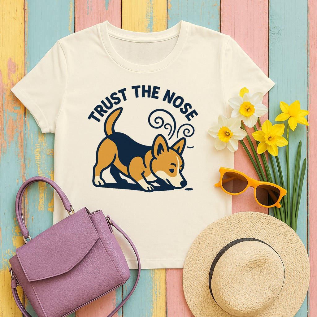 Trust the Nose Corgi Explorer T-Shirt in Natural