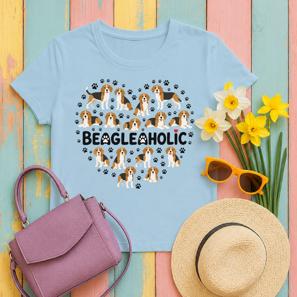 Beagleaholic Affinity Heart T-Shirt in Light Blue
