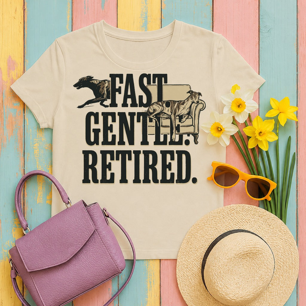migbackfill fast-gentle-retired-greyhound-t-shirt tee flat lay hero v8