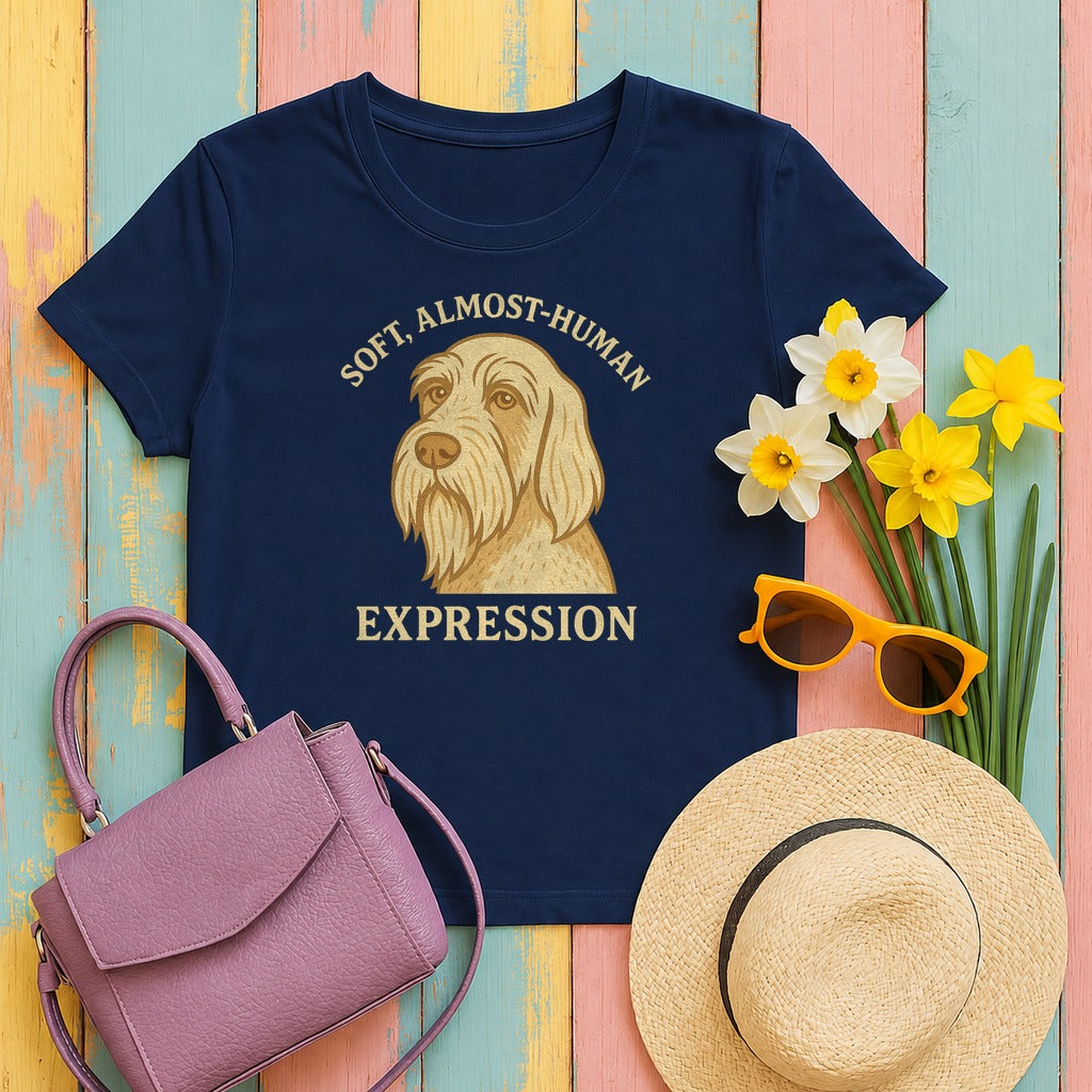 Spinone Italiano Soft Almost-Human Expression Tee in Navy