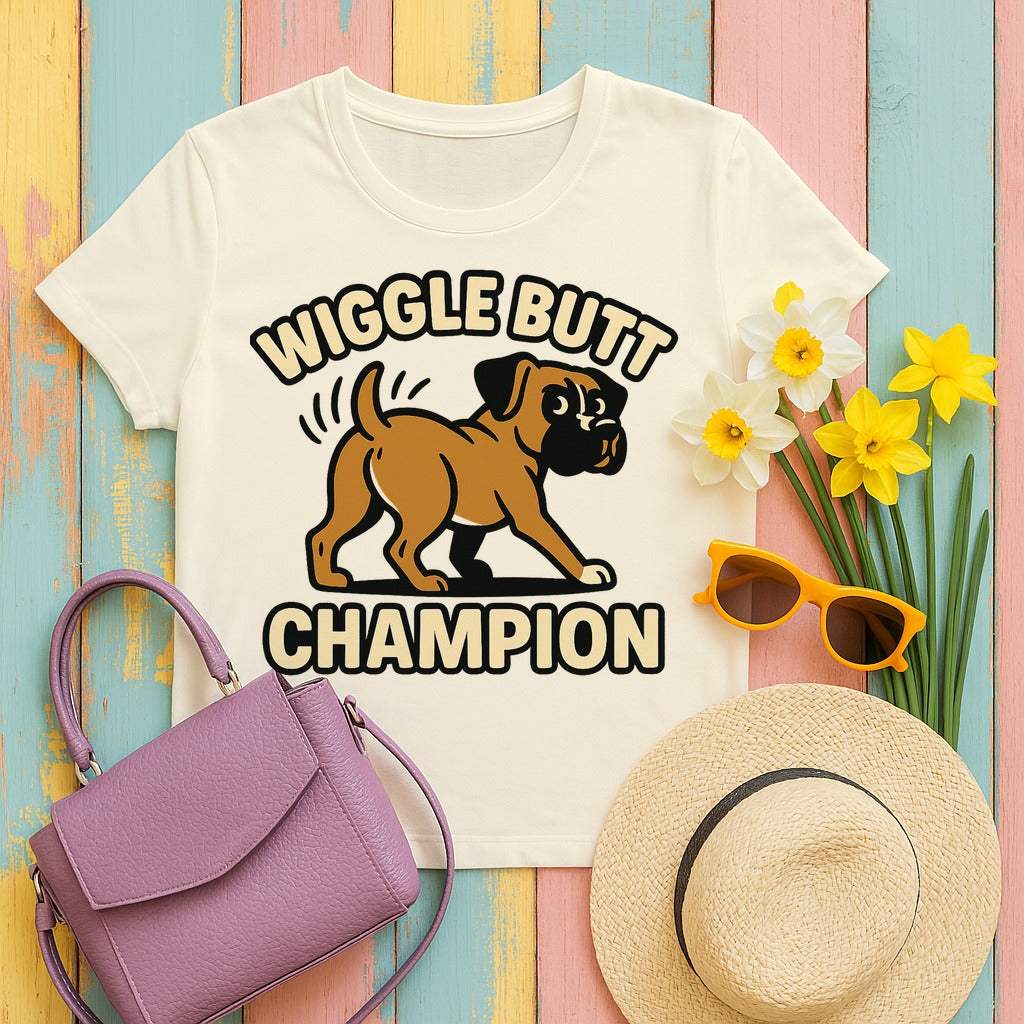 Wiggle Butt Boxer T-Shirt in Natural