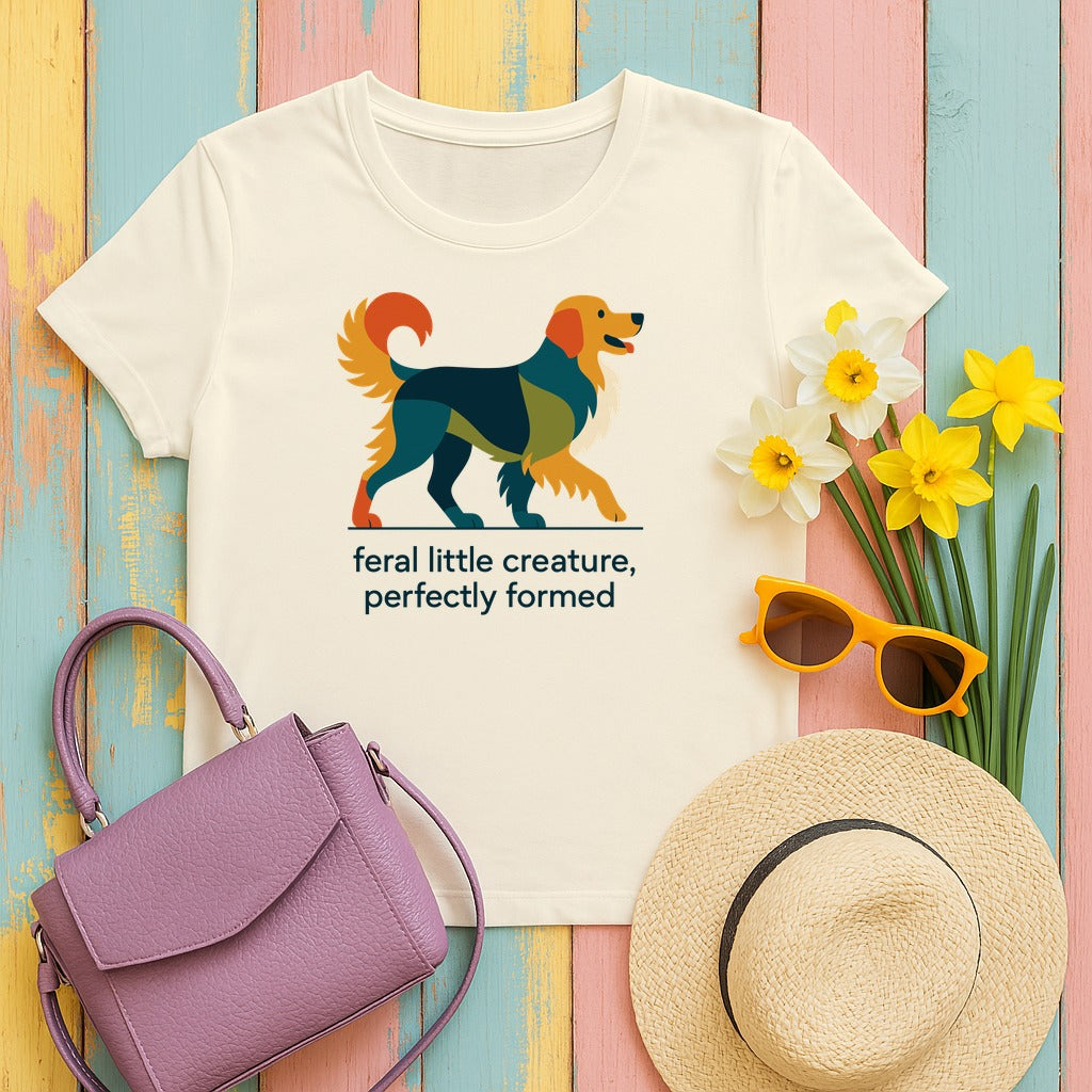 Feral Creature Golden Retriever T-Shirt in Natural
