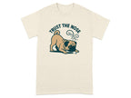 Cream t-shirt with a cartoon pug and the text "TRUST THE NOSE".
