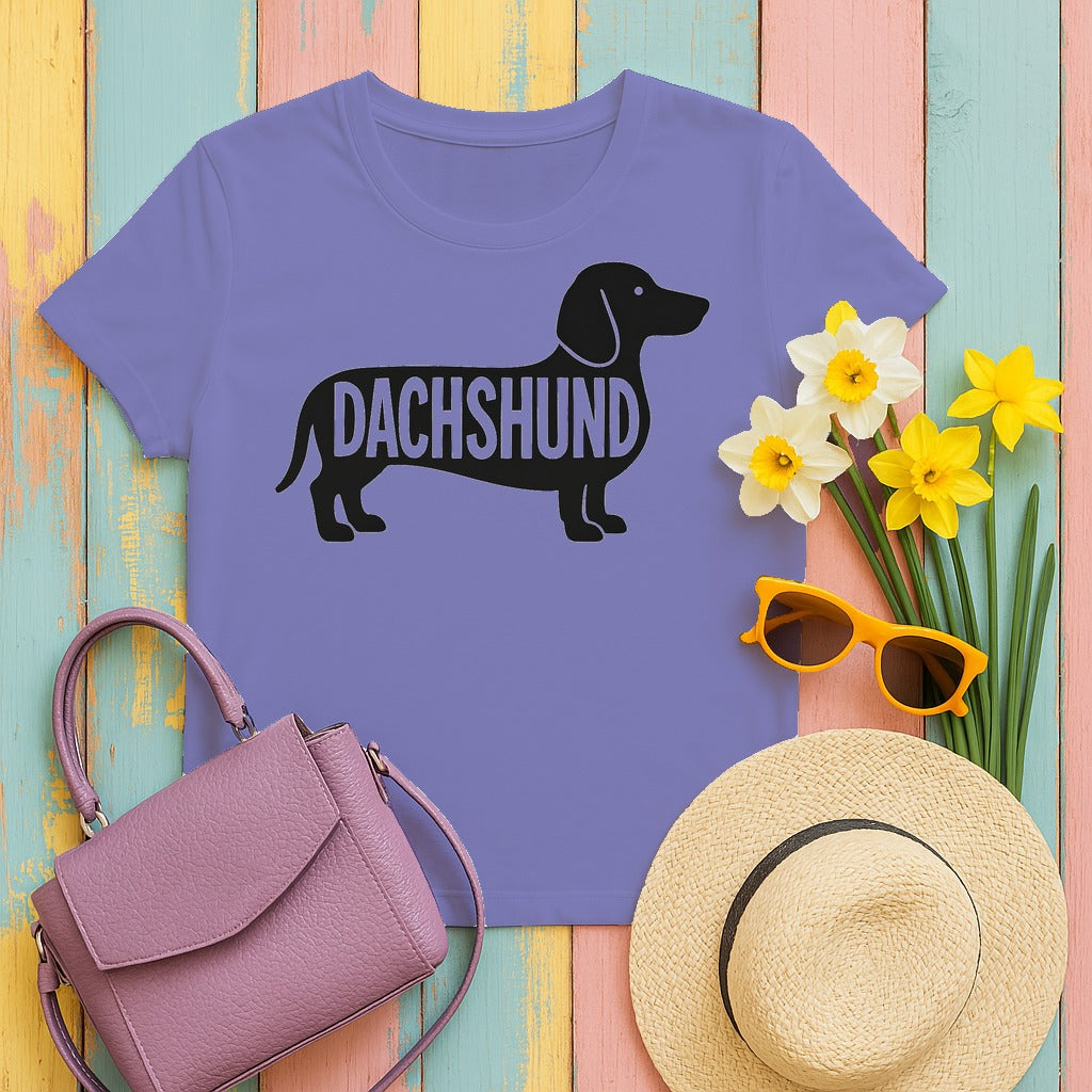 The Dachshund Icon Graphic T-Shirt in Violet
