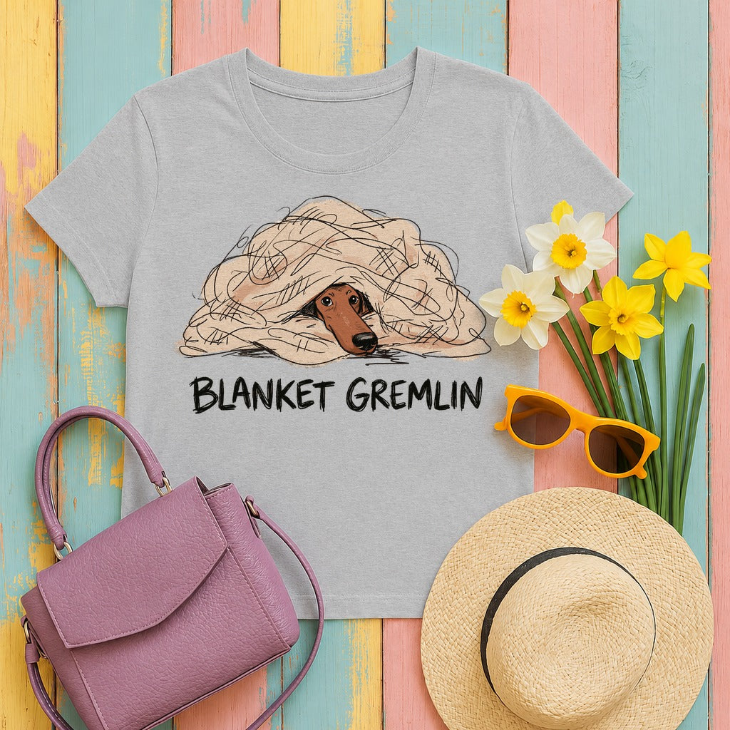 Blanket Gremlin Dachshund T-shirt in Sport Grey