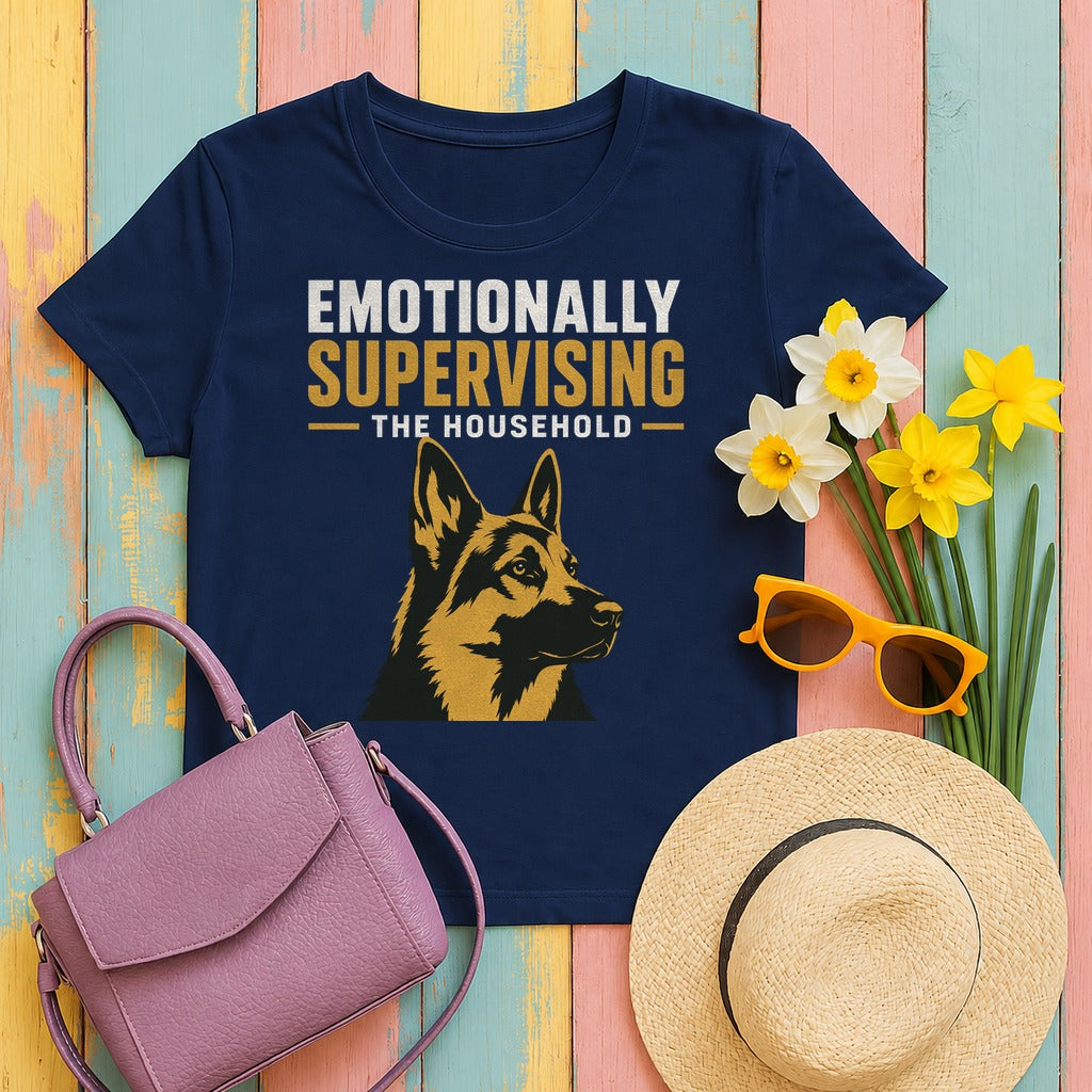 Supervising German Shepherd T-Shirt in Navy