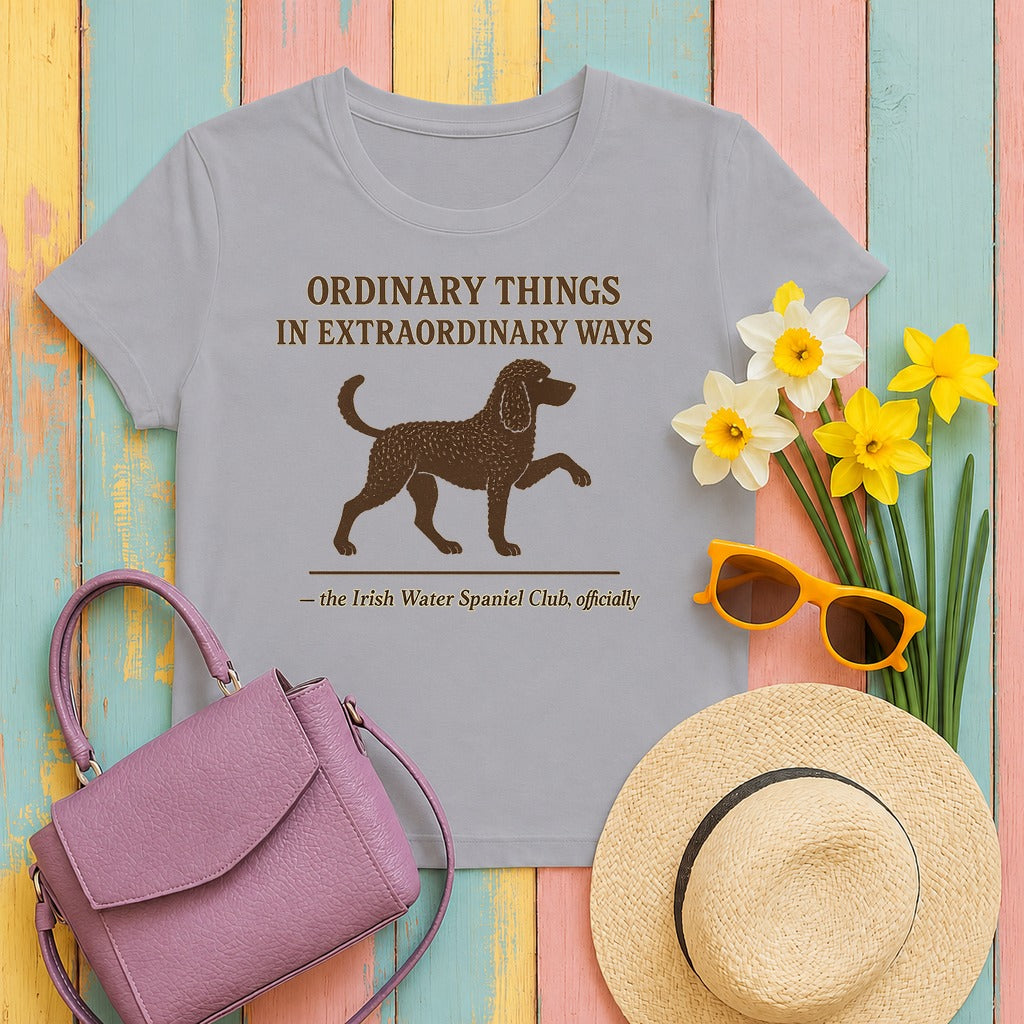 Irish Water Spaniel Ordinary Things Extraordinary Ways Tee in Athletic Heather