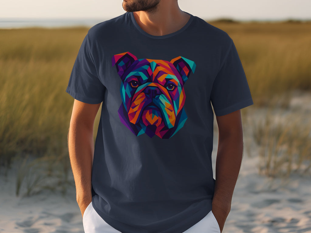 Colorful Geometric Bulldog Print Artwork Shirt