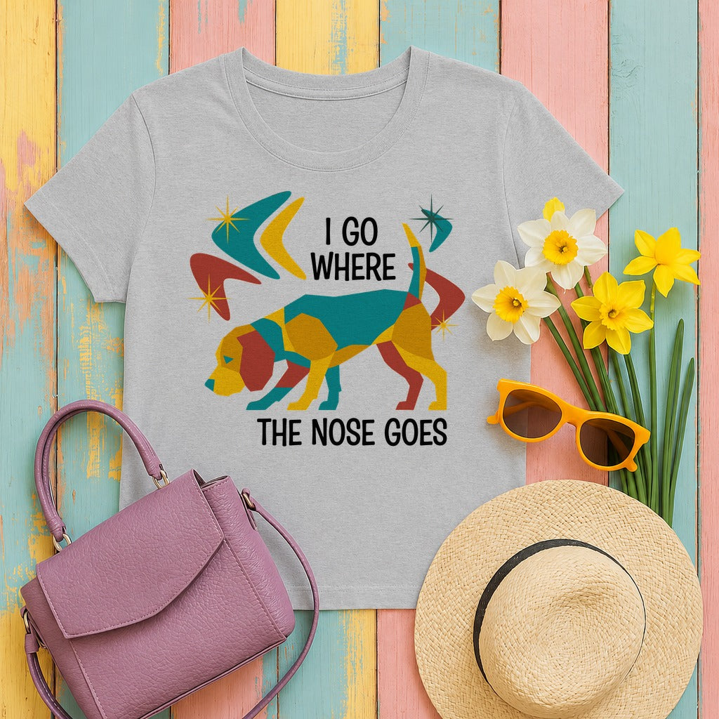 Retro Beagle Nose Knows Graphic T-Shirt in Sport Grey