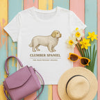clumber spaniel field-guide-portrait tee flat lay hero