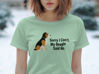 Light green t-shirt with beagle graphic and text: "Sorry I Can't. My Beagle Said No."