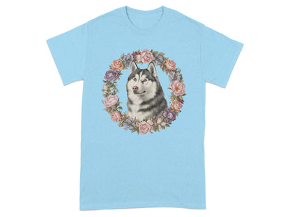 Majestic Husky Surrounded by Flowers T-Shirt product type
