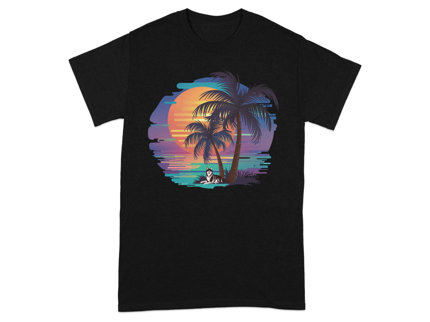 Tropical Sunset Design with Palm Trees Graphic product type