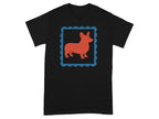 Cute Corgi Graphic Tee with Blue Frame Design