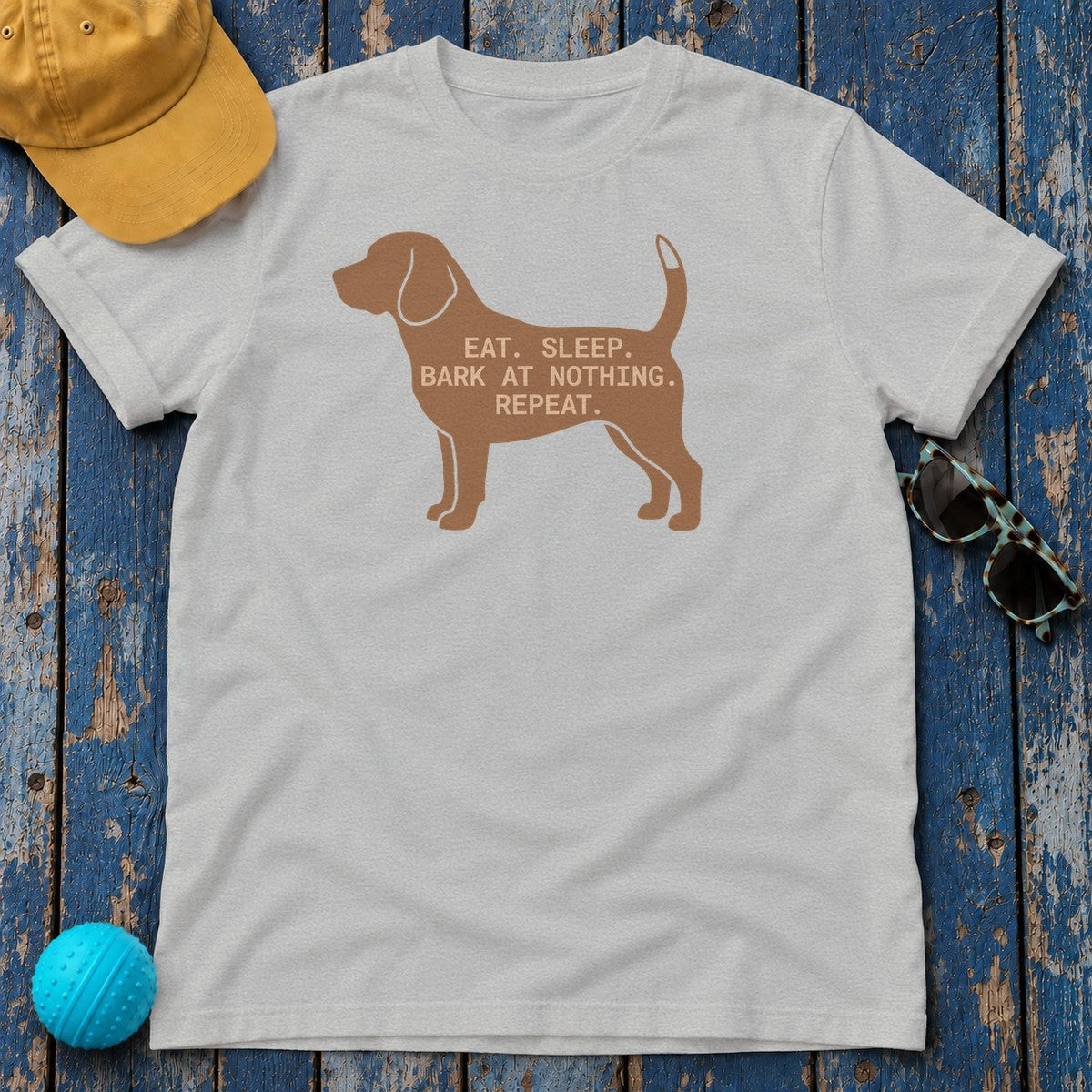 Eat Sleep Bark At Nothing Repeat Beagle T-Shirt in Sport Grey