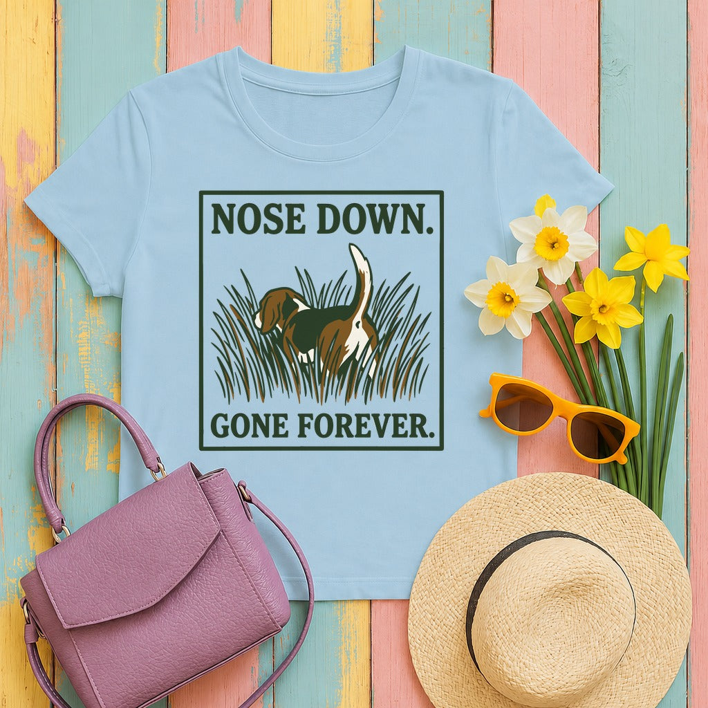 Nose Down, Gone Forever Beagle T-Shirt in Light Blue