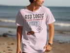 T-shirt with "GSD Logic: If I bark, it's important" flowchart.