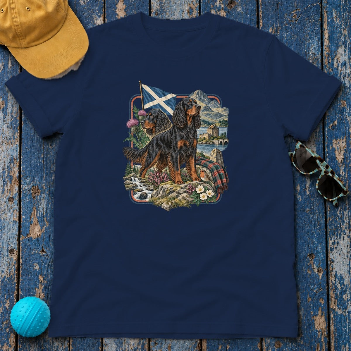 Gordon Setter Scotland Heritage T-Shirt in Navy