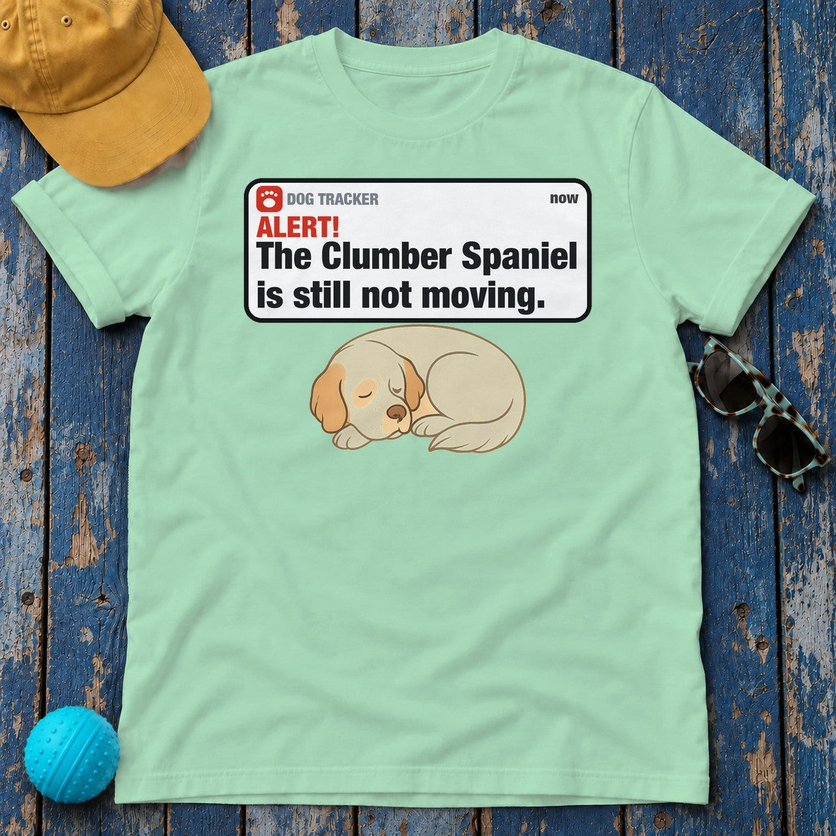 Clumber Spaniel Alert Still Not Moving Tee in Mint