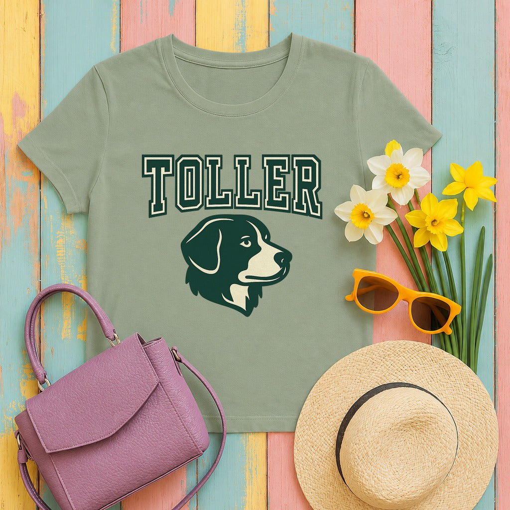 Nova Scotia Duck Tolling Retriever Toller Varsity T-shirt in Sage