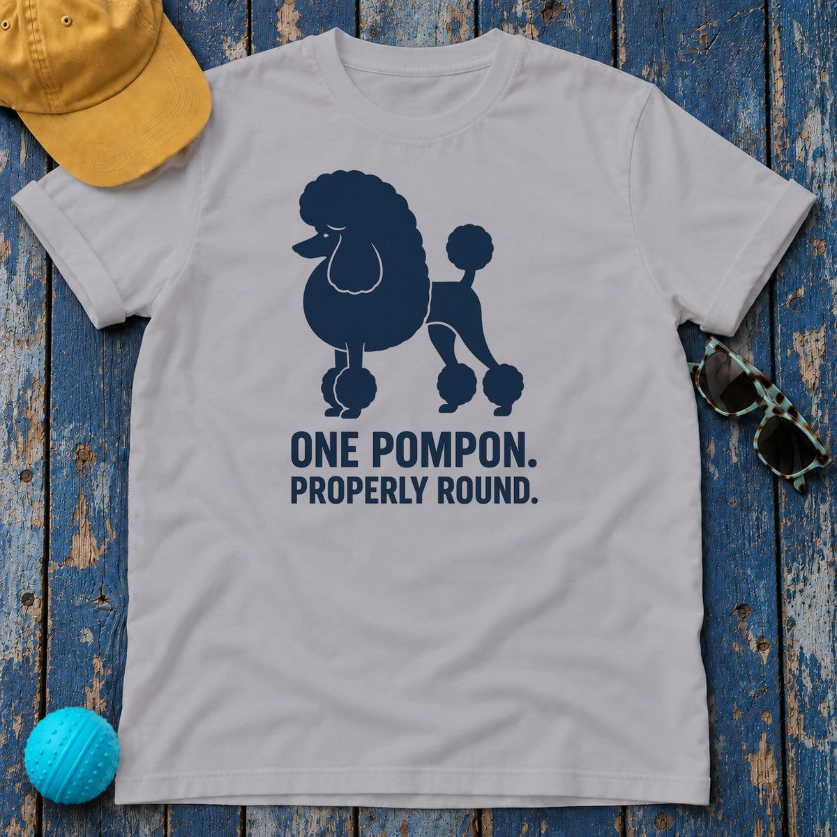 One Pompon Properly Round Poodle T-Shirt in Athletic Heather